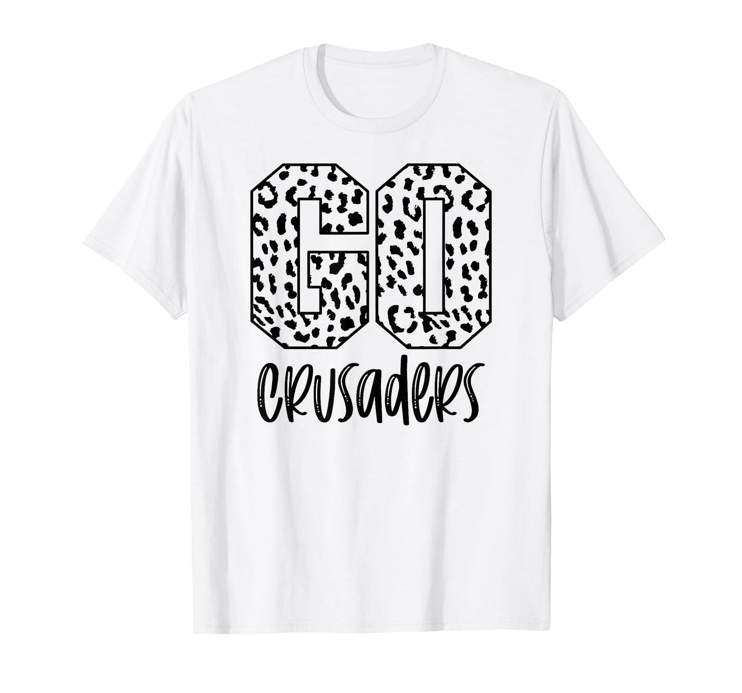 Crusaders Team Mascot School Spirit Game Night Leopard Print T-Shirt