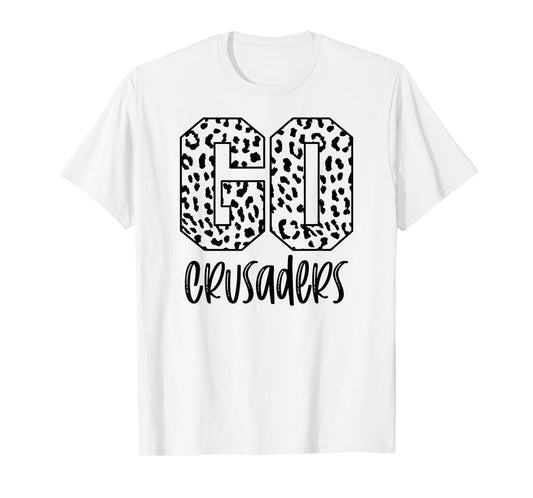 Crusaders Team Mascot School Spirit Game Night Leopard Print T-Shirt