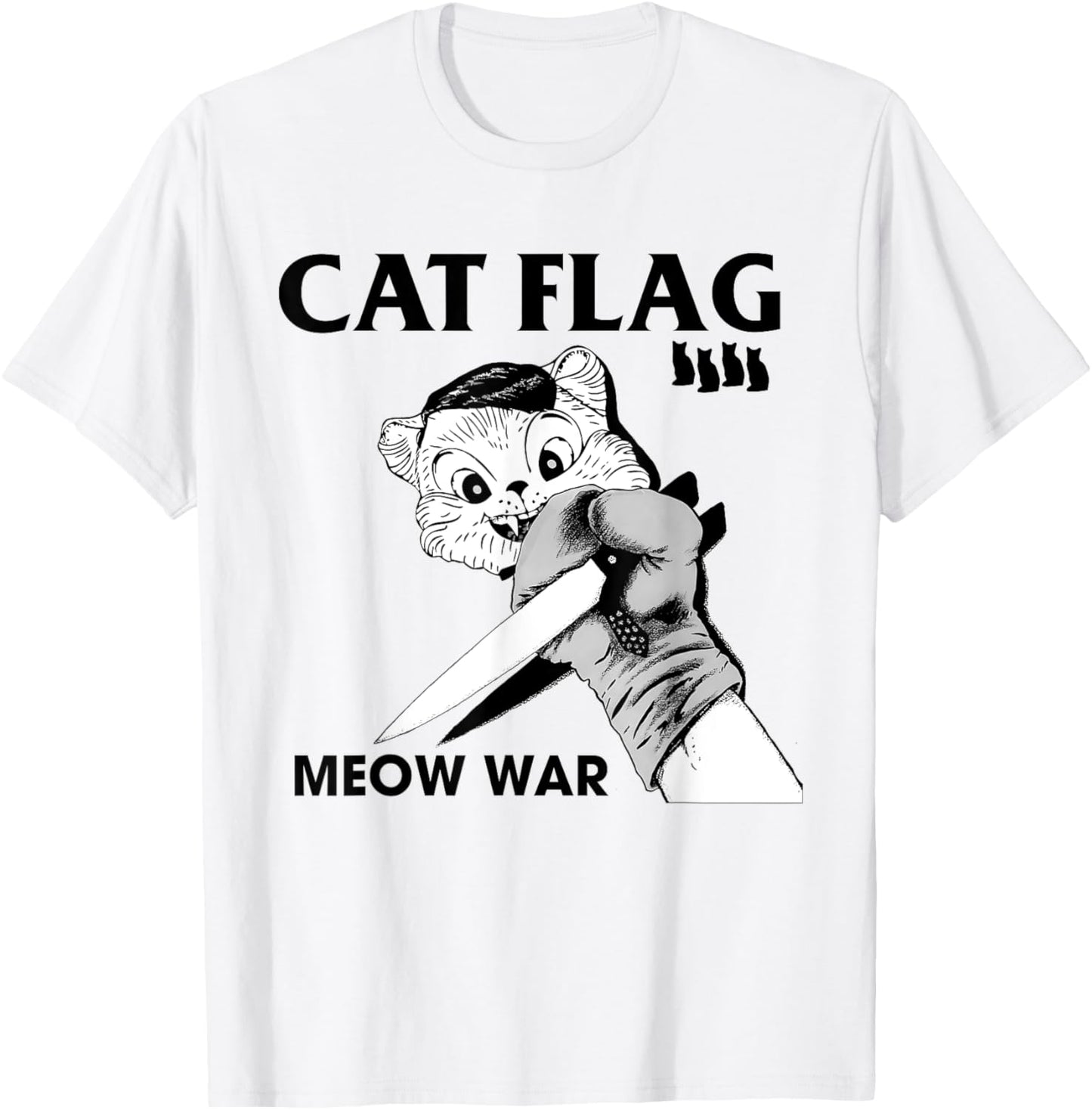 Graphic Cats Flag Funny Rock Band Kittens Black Arts MeowWar T-Shirt
