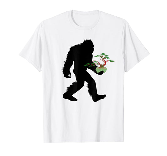 Bigfoot Carrying Bonsai Plant Sasquatch Tree Landscaper T-Shirt
