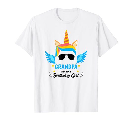 Grandpa of The Birthday Girl Grandfat Unicorn First Birthday T-Shirt