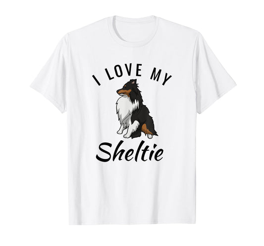 Adorable I Love My Sheltie Tri-color Sheltie Shirt Mom Gift T-Shirt