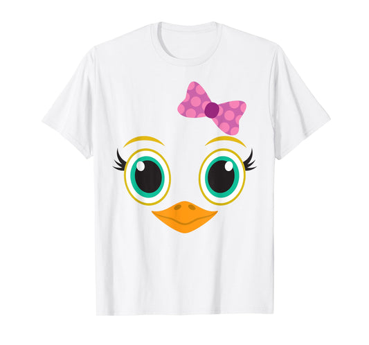 Funny Halloween Costume for Girls w/ Bow - Cute Chick Face T-Shirt