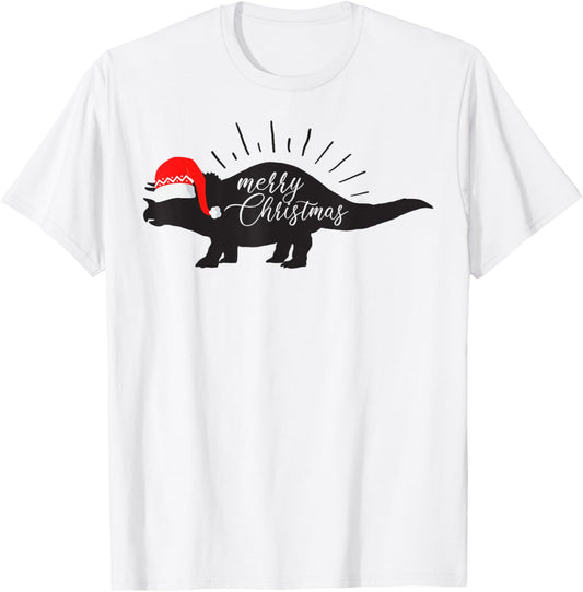 Triceratops Merry Christmas Funny Dinosaur T-Shirt