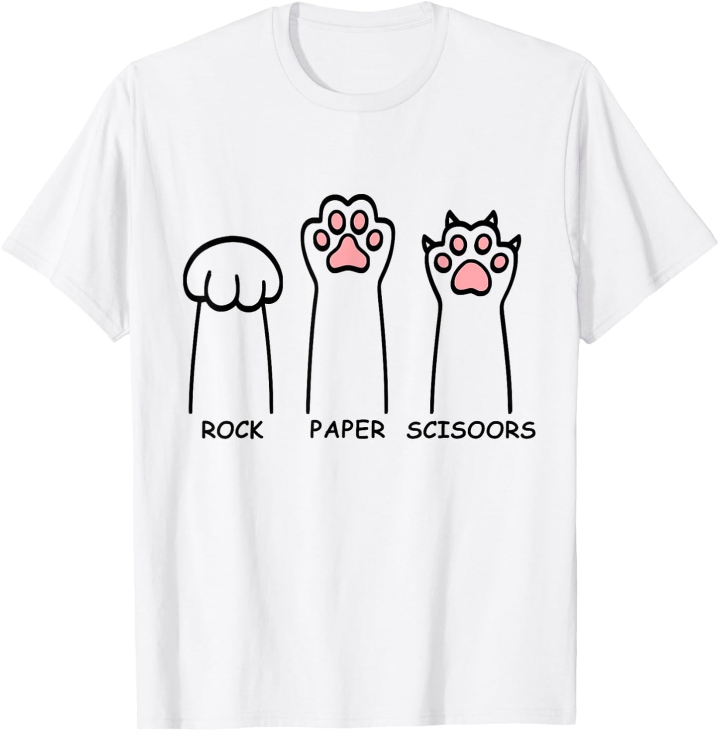Rock Paper Scissors Hand Game Funny Cat Paws Mens Womens T-Shirt