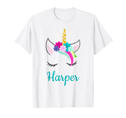 Harper Rainbow Unicorn Name T-Shirt