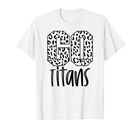Titans Team Mascot School Spirit Game Night Leopard Print T-Shirt