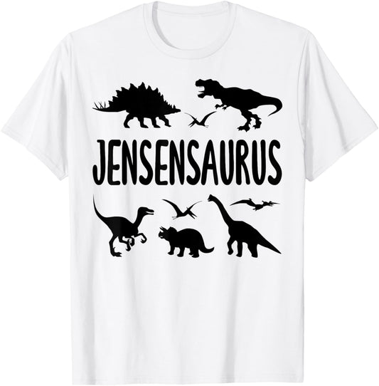 Dinosaur T Rex Jensen Jensensaurus Boys Dino Name T-Shirt