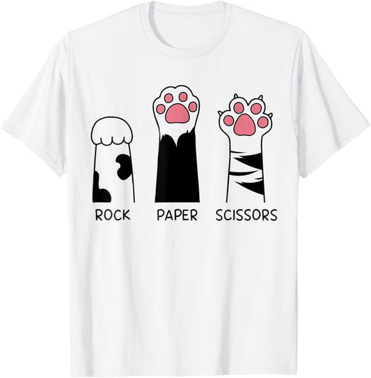 Rock Paper Scissors Cat Paws Cute Kitten Lover Cat T-Shirt