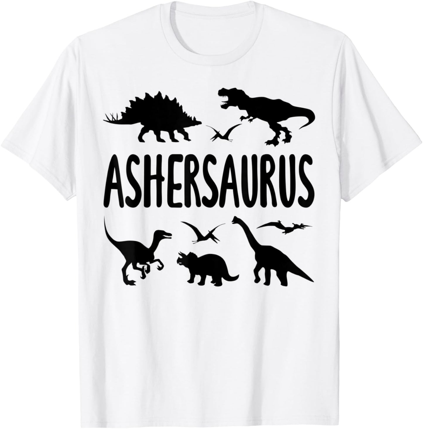 Dinosaur T Rex Asher Ashersaurus Boys Dino Name T-Shirt