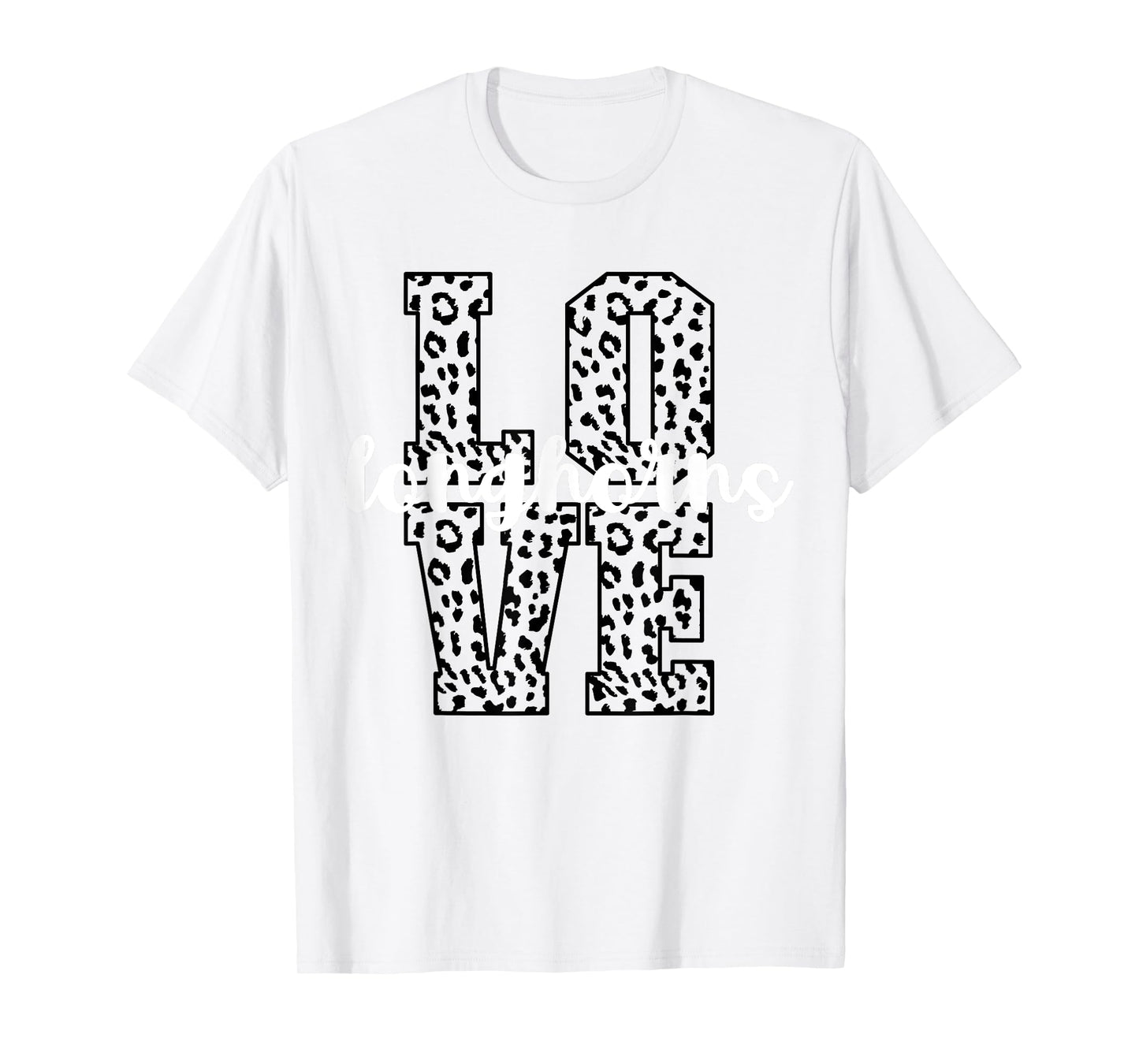 Longhorns Love Team Mascot School Spirit Game Night Leopard T-Shirt