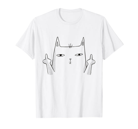 Middle Finger Cat Flip Bird GFY Meme Joke Funny Cat T-Shirt for Men Women