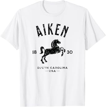 Aiken South Carolina USA Equestrian Horse Distressed Design T-Shirt