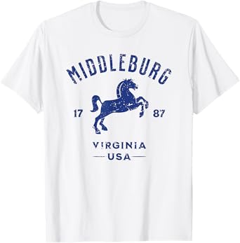 Middleburg Virginia USA Equestrian Horse Distressed Design T-Shirt