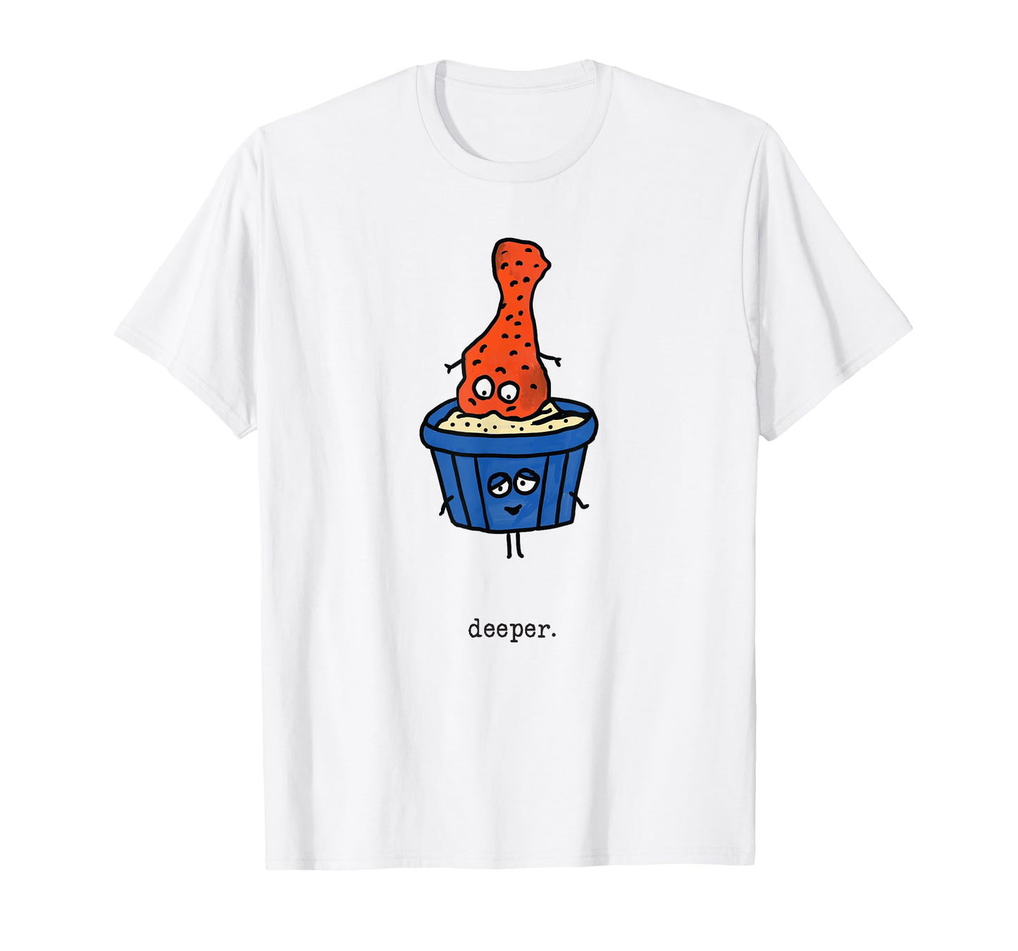 Deeper: Funny Chicken Wing & Blue Cheese Or Ranch Dip Comic T-Shirt