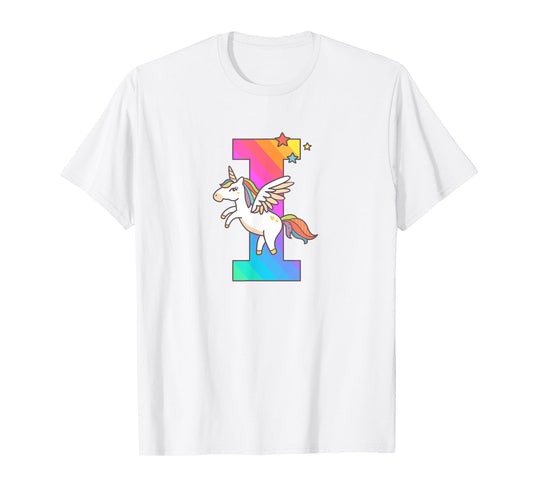 Unicorn Monogram Letter I Initial Cute Girls Birthday Gift T-Shirt