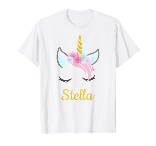 Stella White Unicorn Name T-Shirt