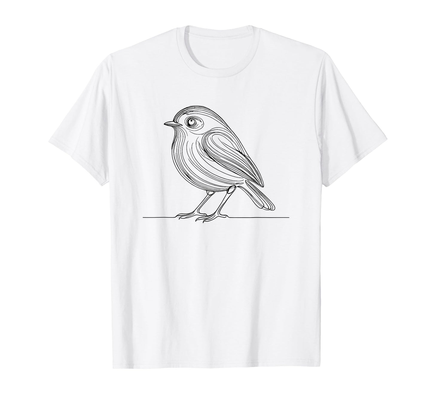 Line Art American Robin Bird T-Shirt
