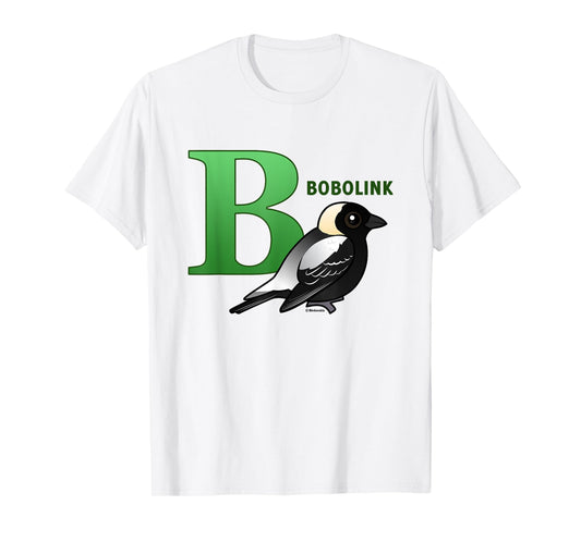 B is for Bobolink Cute Cartoon Bird Design | Bird Alphabet T-Shirt