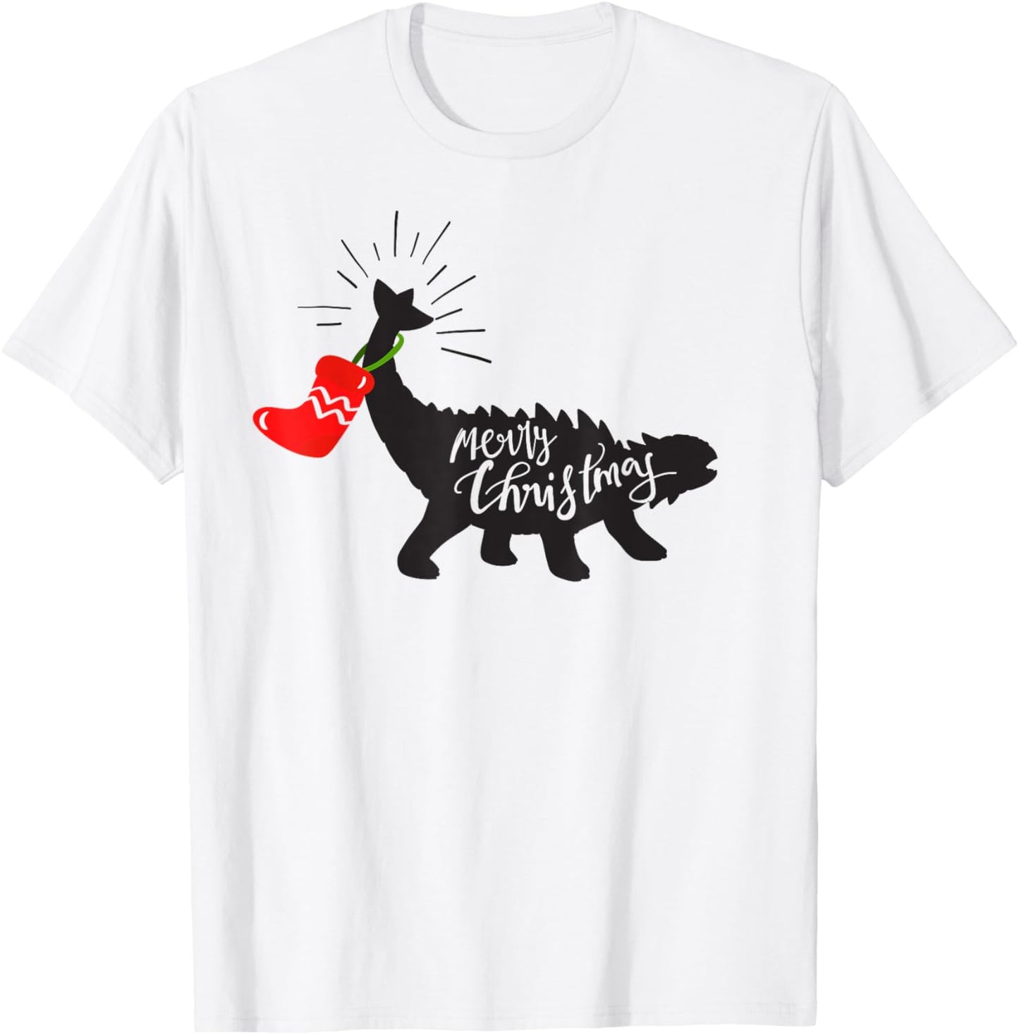 Ankylosaurus Merry Christmas Funny Dinosaur T-Shirt