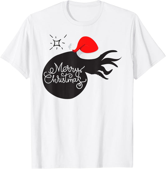 Cryptid Octopus Merry Christmas Funny Dinosaur T-Shirt