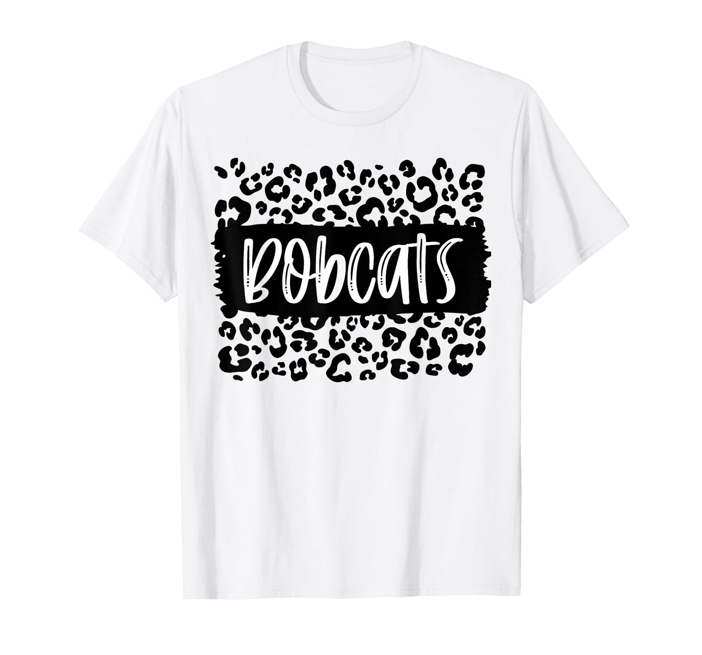 Bobcats Team Mascot School Spirit Game Night Leopard Print T-Shirt