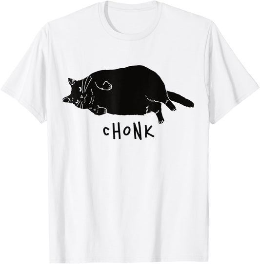 Black Cat Chonk Funny Black Cat Meme Fat Chonky Cat T-Shirt