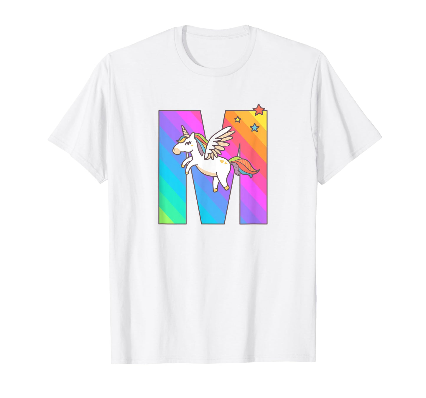 Unicorn Monogram Letter M Initial Cute Girls Birthday Gift T-Shirt