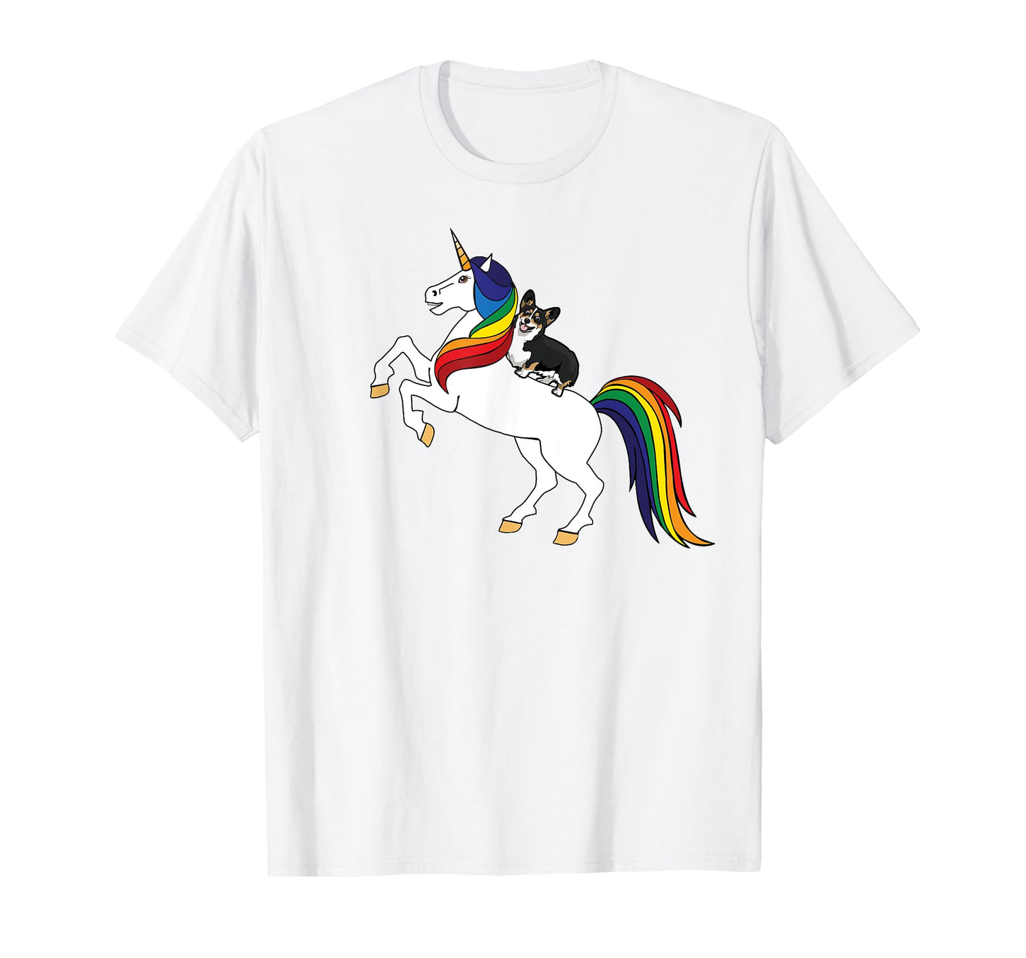 Funny Kids Womens Unicorn Pembroke Black Tri Corgi Lover T-Shirt