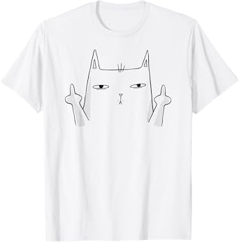 Funny Angry Cat Rude Kitty Middle Finger T-Shirt