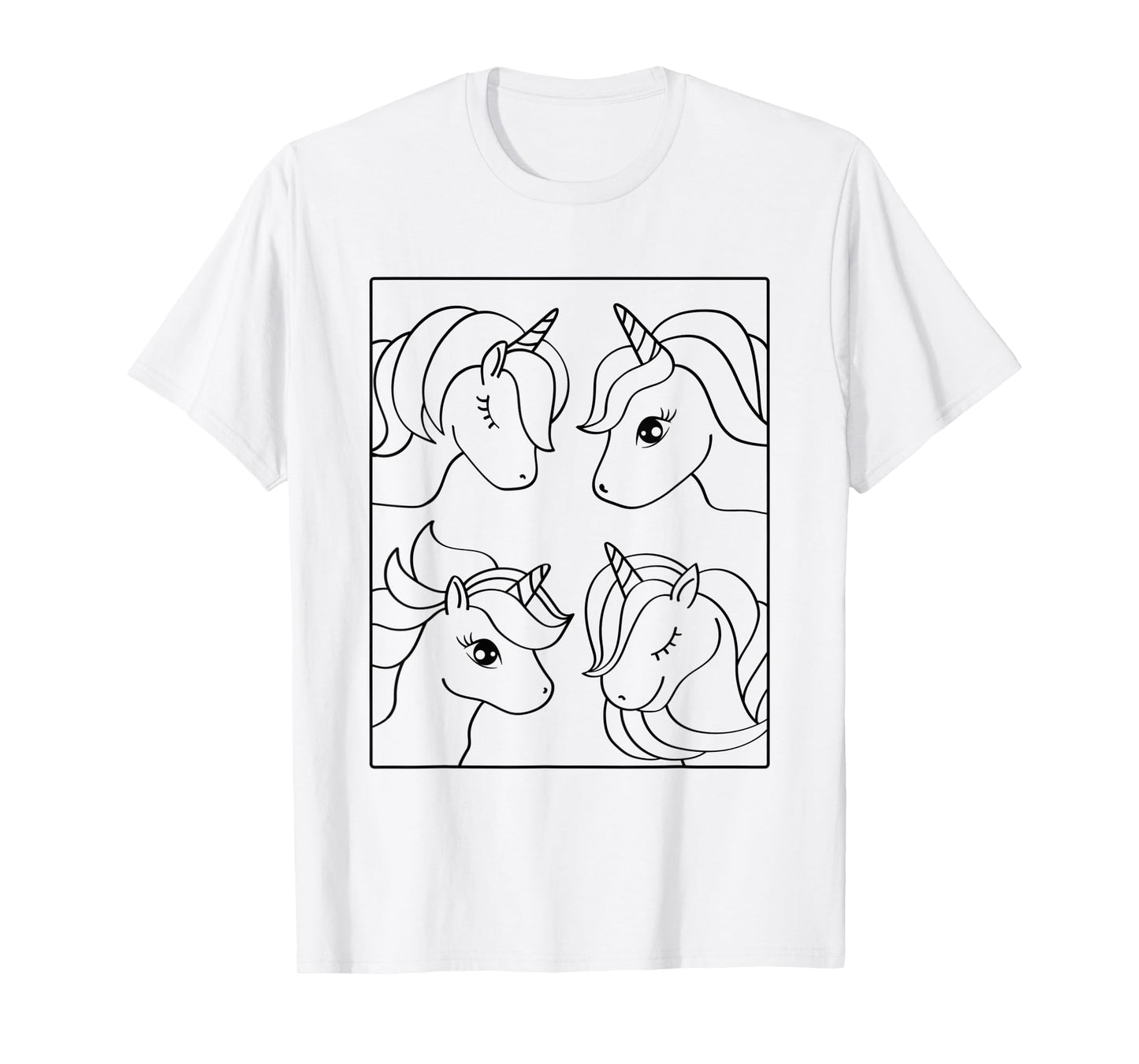 Coloring shirt DIY. Funny unicorns tshirt to paint on T-Shirt