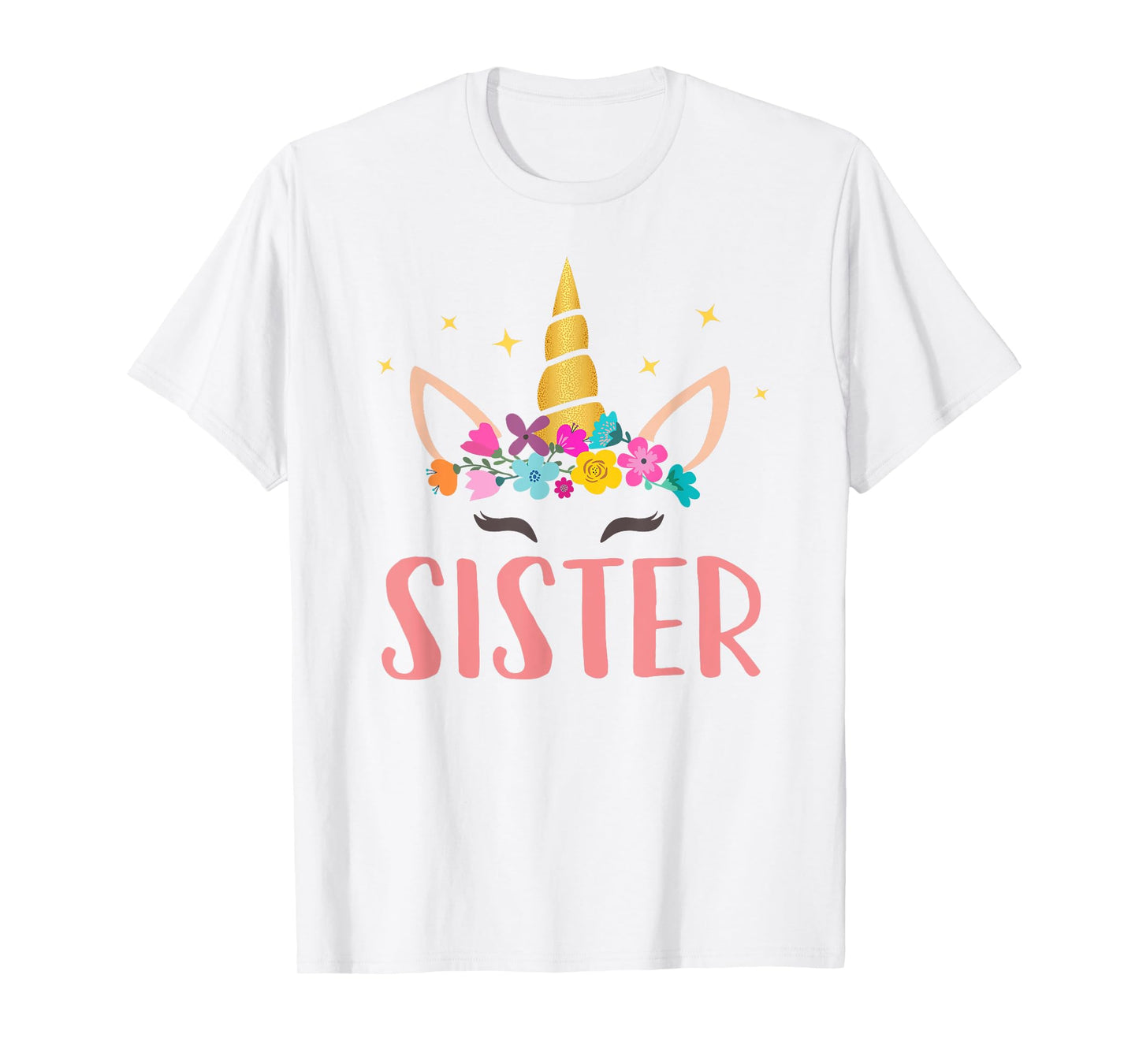Sister Unicorn Floral Birthday Matching T-Shirt