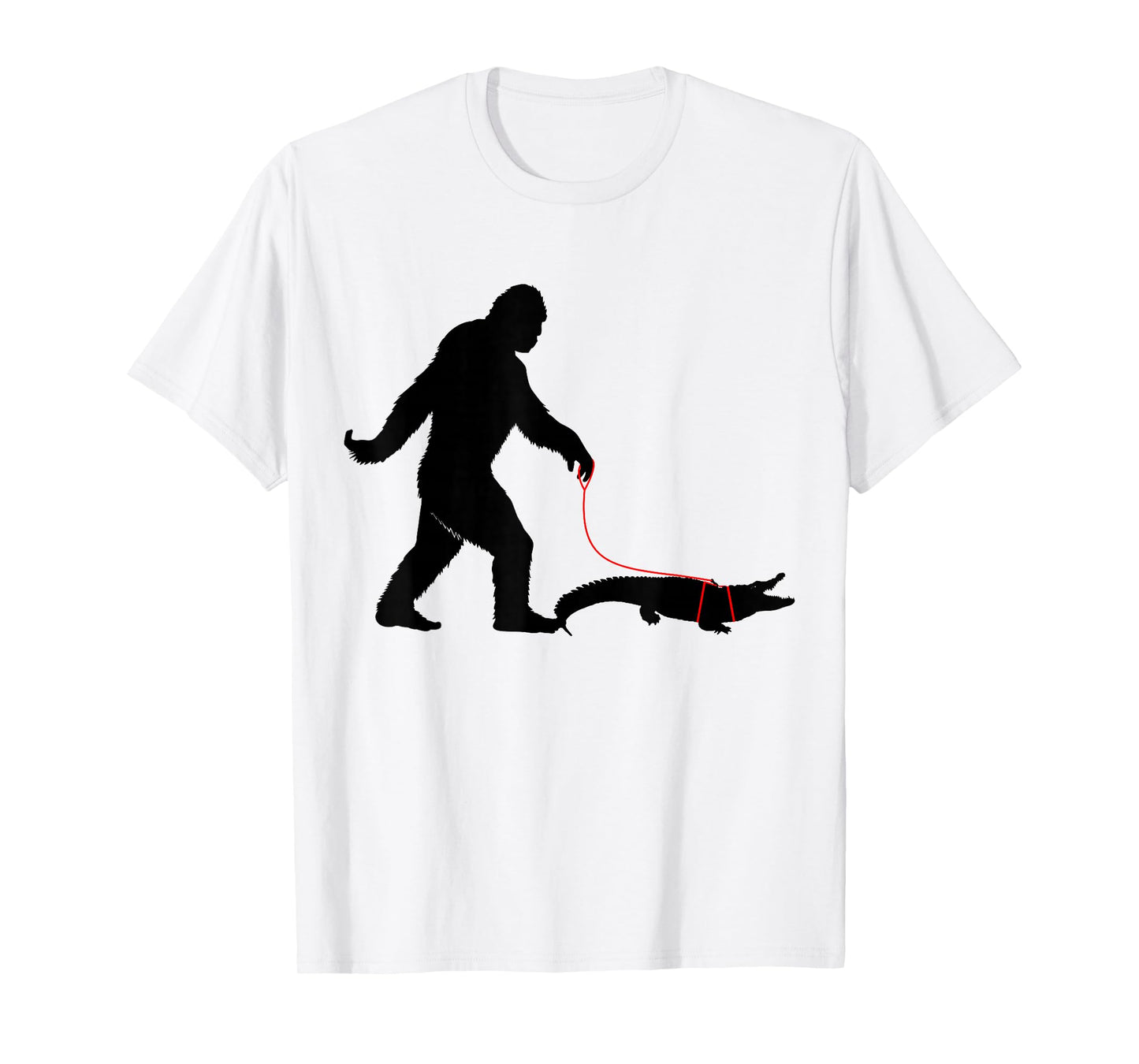 Bigfoot Walking A Crocodile Funny Alligator Animal Lovers T-Shirt