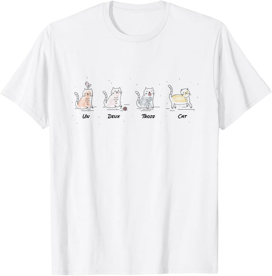 Un Deux Trois Cat Cute Funny French Pun Counting T-Shirt