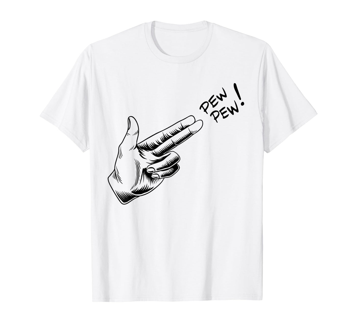 Hand Hands Pew Gun Line Art Scatch Lined Halloween Costume T-Shirt
