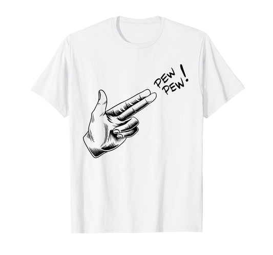 Hand Hands Pew Gun Line Art Scatch Lined Halloween Costume T-Shirt