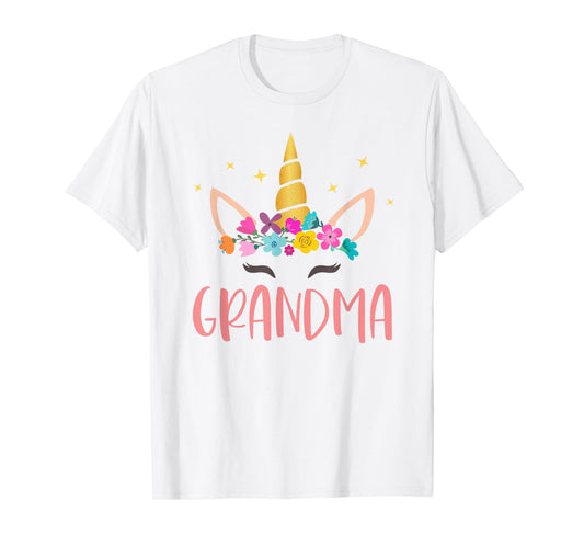 Grandma Unicorn Floral Birthday Matching T-Shirt