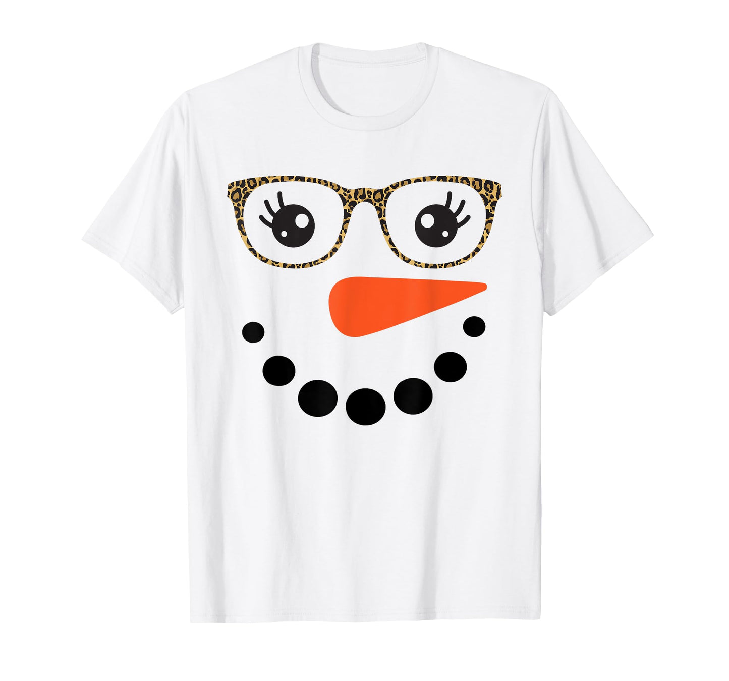Girl Snowman Face Eyelashes Christmas Snowman Costume Women T-Shirt