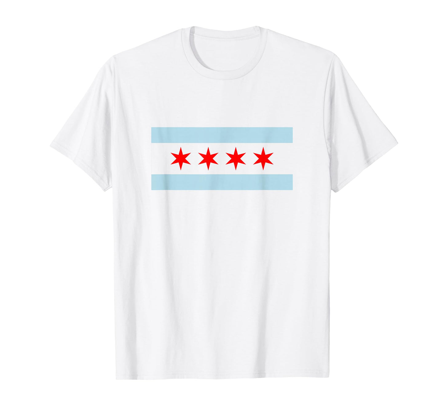 Sweet Chicago Flag Red Six Pointed Stars T-Shirt