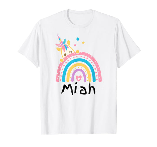 School Unicorn Student Name Miah Kindergarten Tag Kids T-Shirt