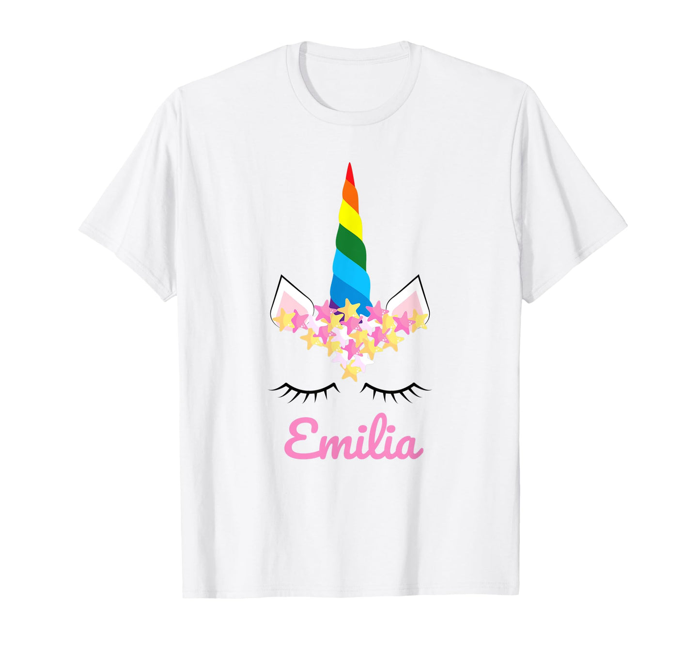 Cute Girls Unicorn Personalized Name Emilia Rainbow Unicorn T-Shirt