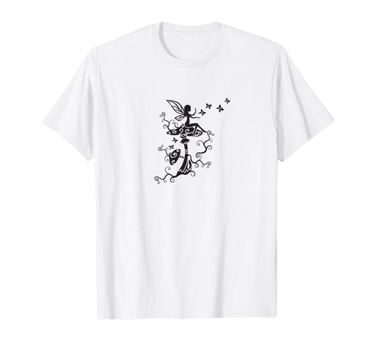 Fairy butterflies mushrooms elf magic Wicca nature mythology T-Shirt