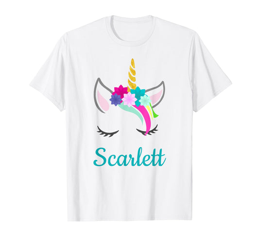 Scarlett Rainbow Unicorn Name T-Shirt