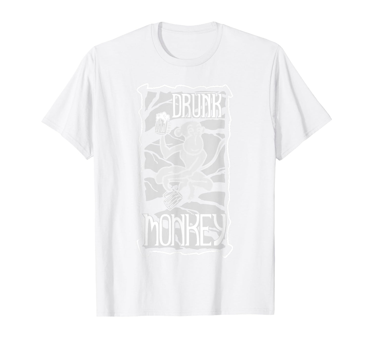 Drunk Monkey White Print T-Shirt T-Shirt