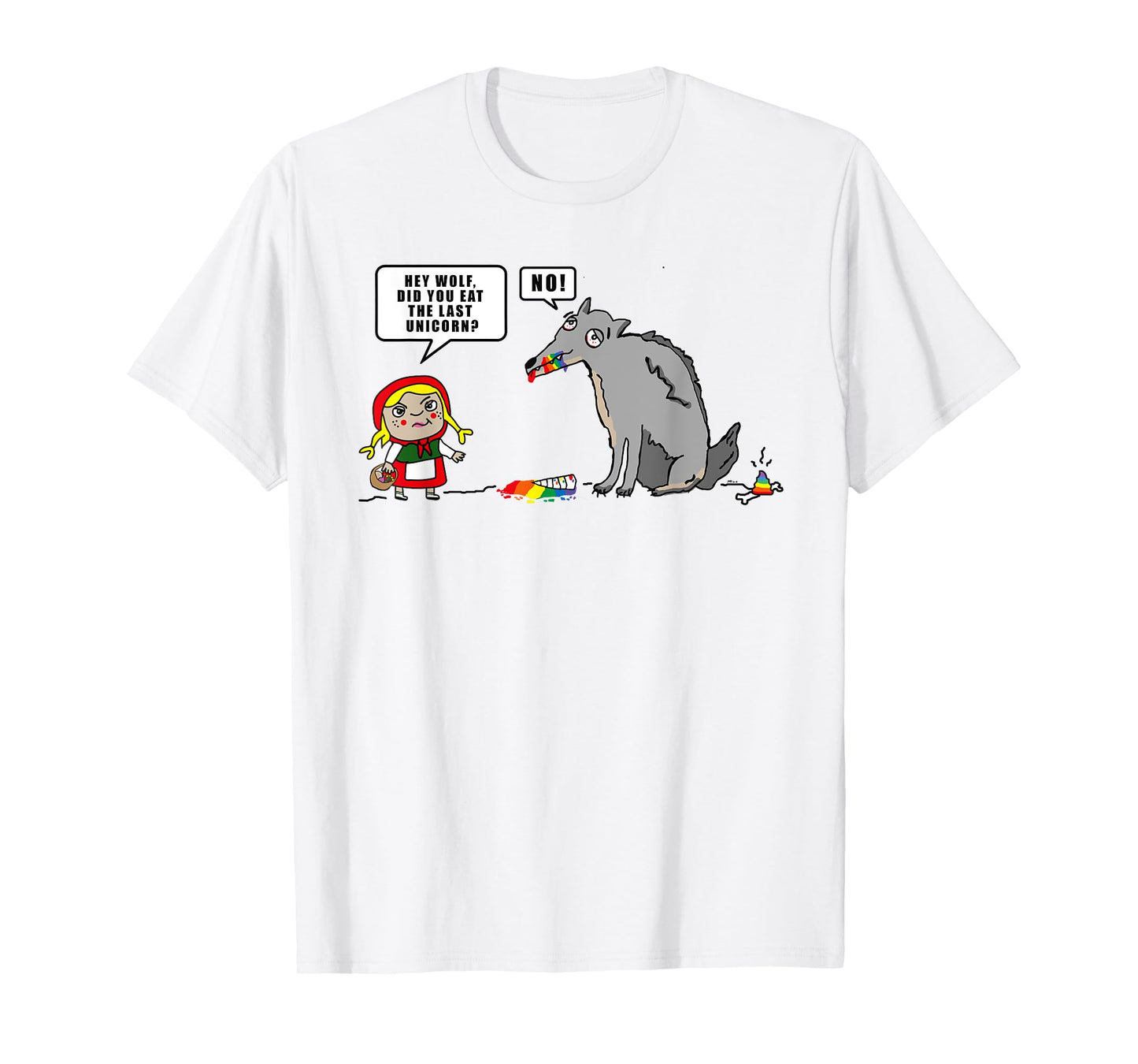 Little Red Riding Hood Wolf Unicorn Cartoon Saying Outfit T-Shirt