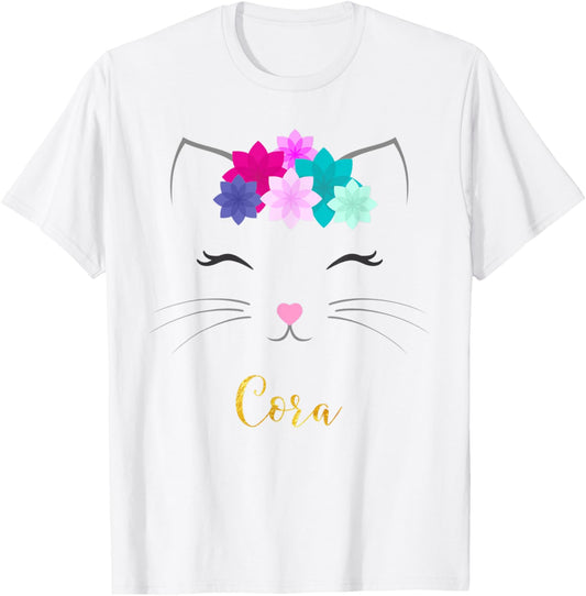 Cora Name Gift Personalized Kitty Cat T-Shirt