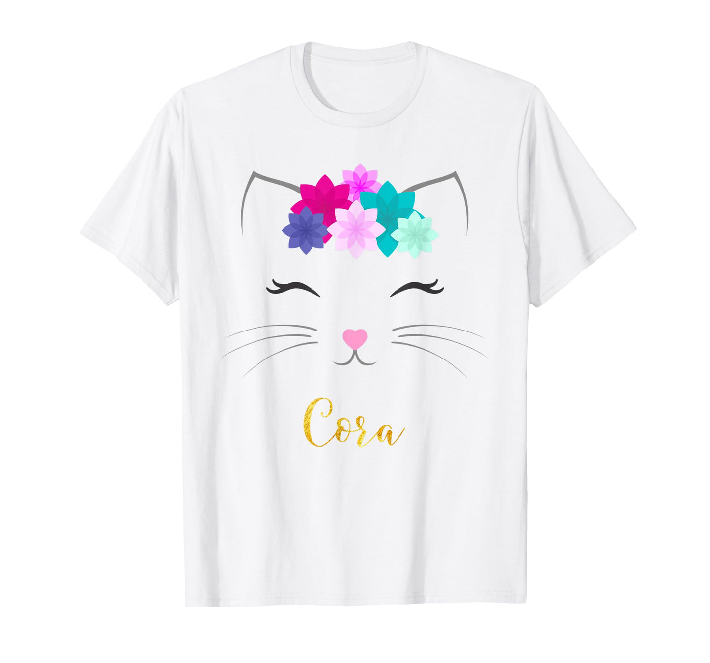Cora Name Gift Personalized Kitty Cat T-Shirt for Men Women Kids