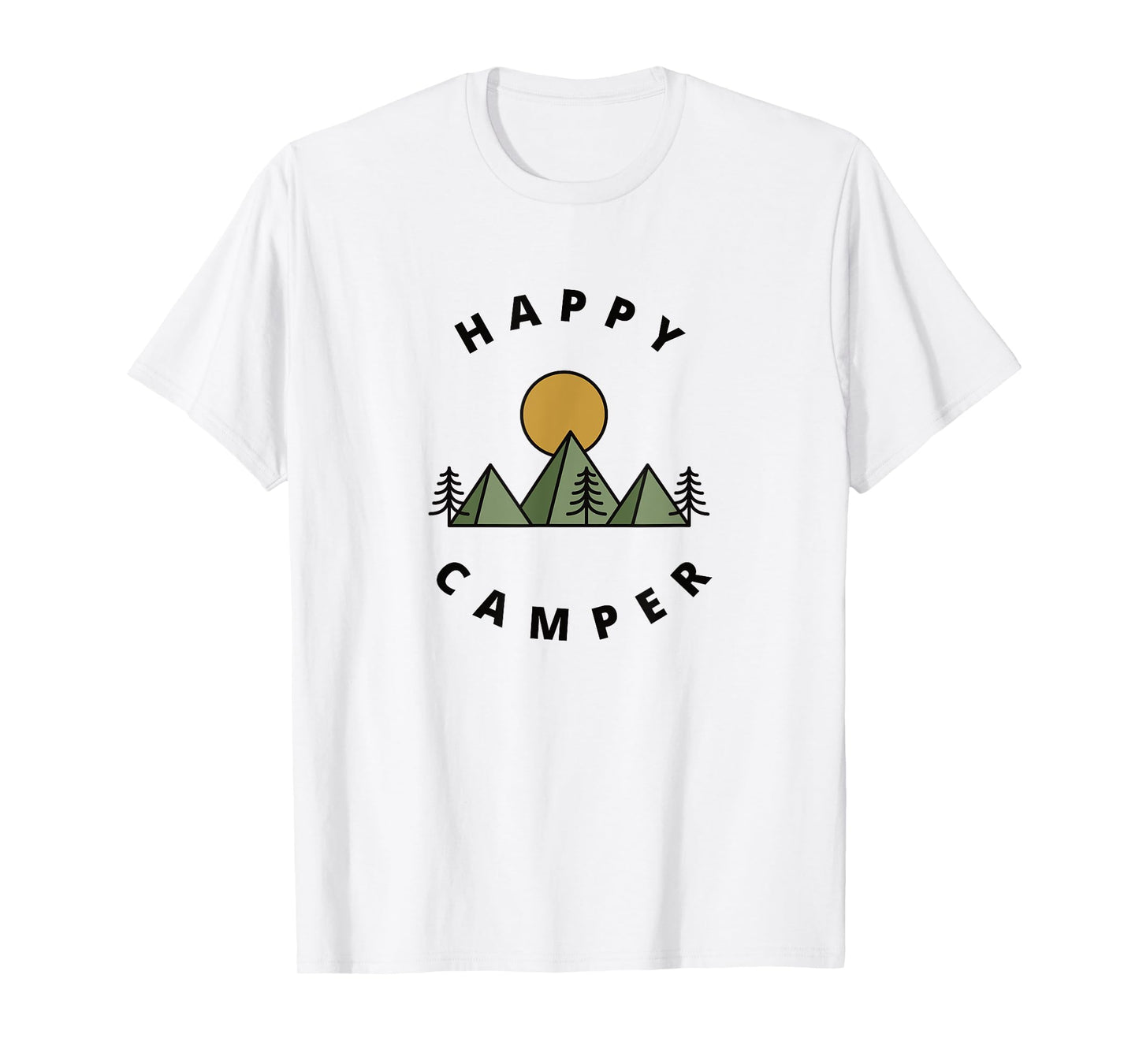 Happy Camper Camping Camp Forest Mountains Minimalist Mens T-Shirt