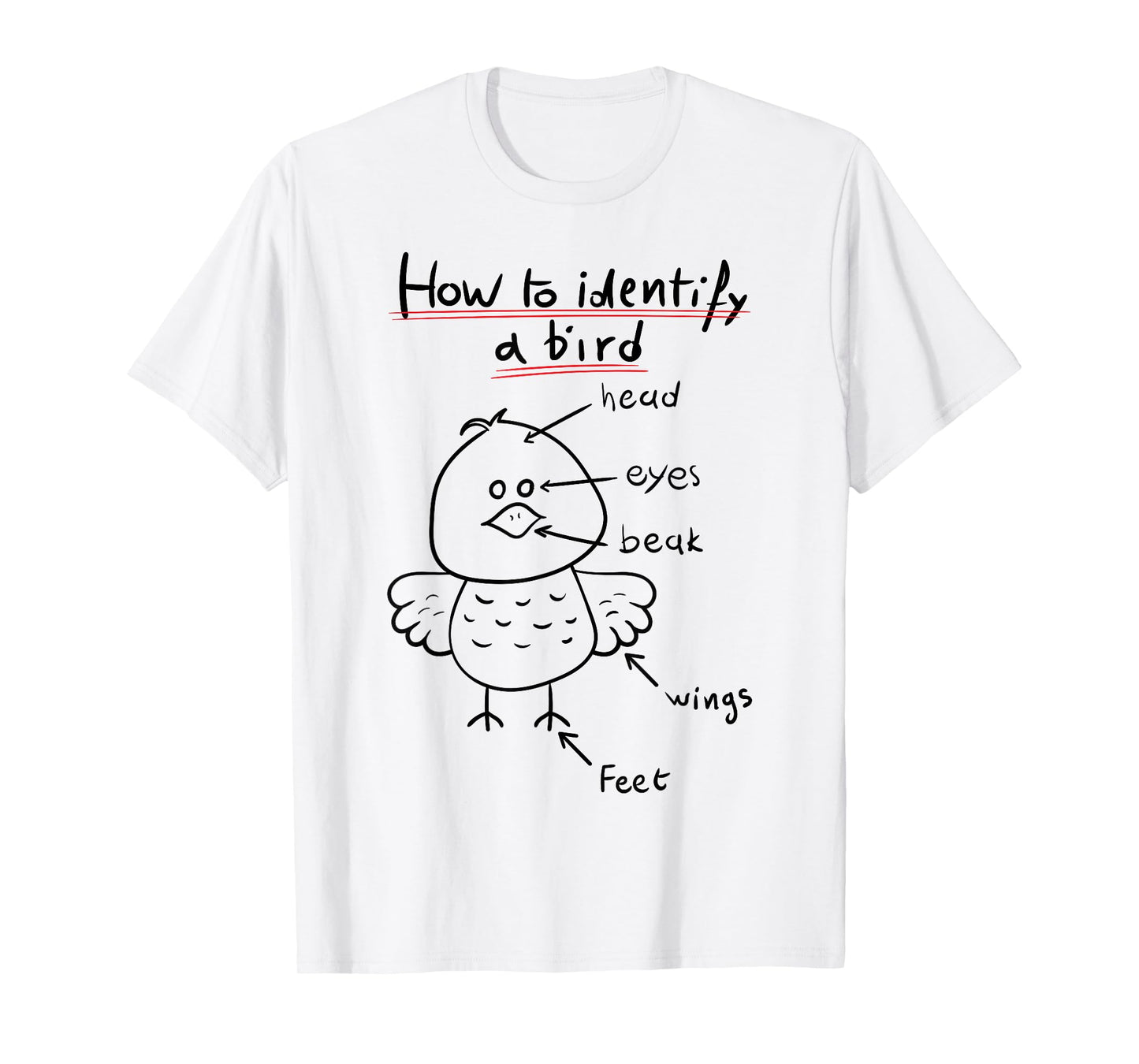 How To Identify A Bird, Funny Physiology Study Diagram T-Shirt