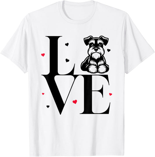 Cute I Love My Miniature Schnauzer Dog Mom Dad T-Shirt